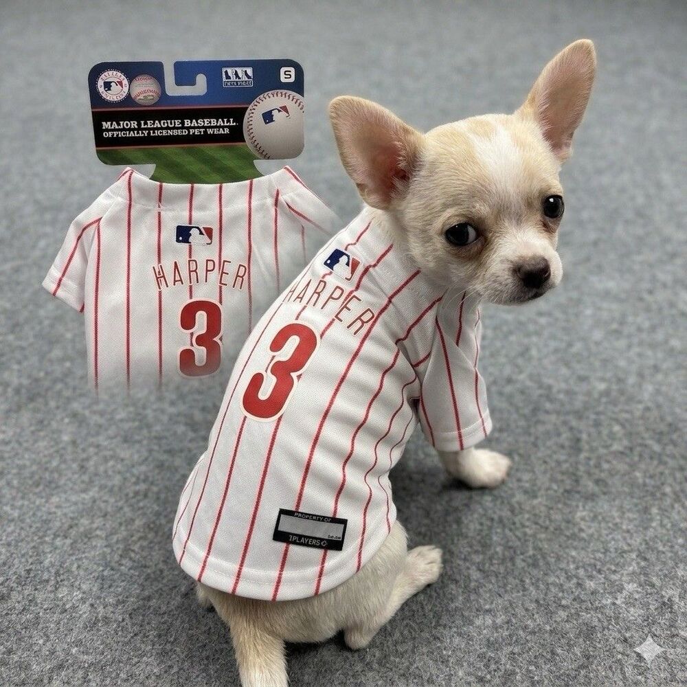 Pets First Phillies Bryce Harper Dog Jersey XS Pinstripe MLB Pet Wear NWT